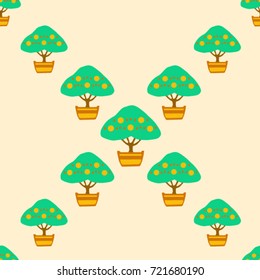 Vector Background Pattern. Element of design. Bonsai on a yellow background