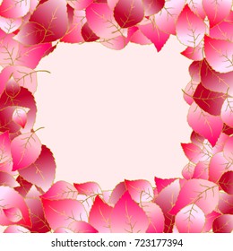 Vector Background Pattern. Element of design. Colored leaves on a pink background