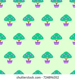 Vector Background Pattern. Element of design. Bonsai on a green background