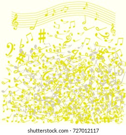  Vector Background Pattern. Element of design.  Music Signs on a Yellow Background