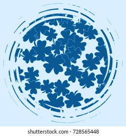 Vector Background Pattern. Element of design.  Clover leaves on a blue background