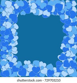 Vector Background Pattern. Element of design. Colored hearts on a blue background