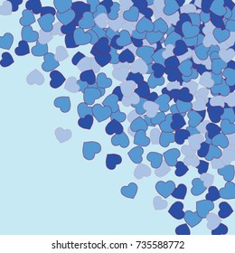Vector Background Pattern. Element of design. Colored hearts on a blue background