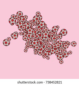 Vector Background Pattern. Element of design. Colored balls on a pink background