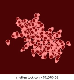 Vector Background Pattern. Element of design. Pink bells on a red background