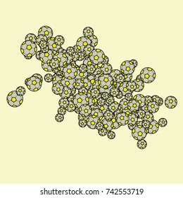 Vector Background Pattern. Element of design. Colored balls on a yellow background