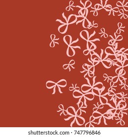 Vector Background Pattern. Element of design. Pink bows on a red background
