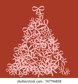 Vector Background Pattern. Element of design. Pink bows on a red background