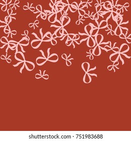 Vector Background Pattern. Element of design. Pink bows on a red background