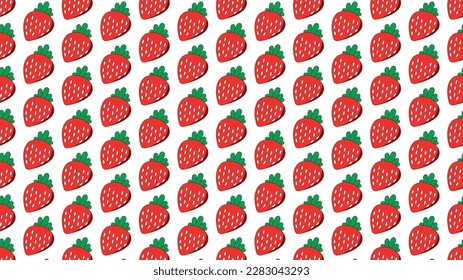 Vector background with pattern fill. Pattern made of strawberries. Strawberries distributed in an area. Fruit, vitamins, health, summer, recurring, red. Strawberry with leaves,fabric, pattern, fashion