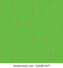 Vector background pattern green with numbers and mathematical symbols