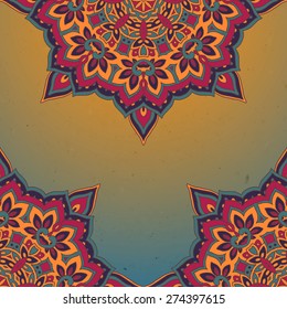 Vector background. Pattern of the indian floral ornament with a lot of details and colors