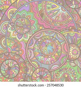 Vector background pattern of the ornamental  circles with a lot of details and colors