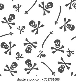 Vector background pattern with pirate skull and bones.