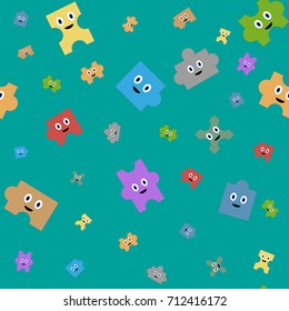 Vector background pattern puzzles with faces.