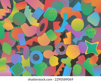 Vector background pattern with  random geometric shapes and textures.