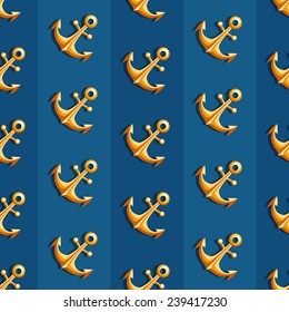 Vector background pattern with sea and river anchors.