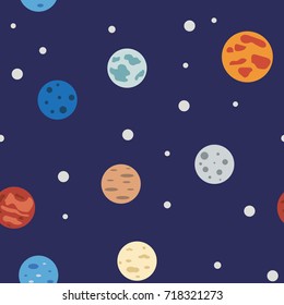 Vector background pattern with space, planet and stars.