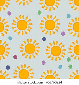 Vector background pattern with sun and colorful dots.