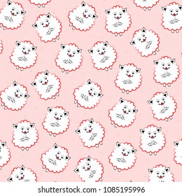 Vector background with  pattern texture with lamb on pink background