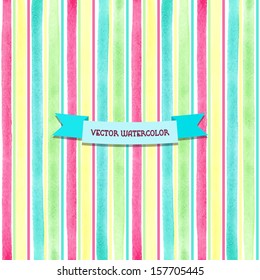 Vector background. Pattern with watercolor stripes.  Hand drawing.