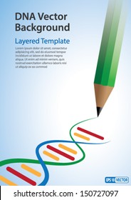 Vector Background - Pencil drawing DNA Strands. Creative Concept for showing Biotechnology,Innovation, Invention, Bio-Science, Clone and many other ideas.