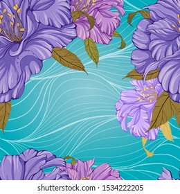 Vector background. Peony flowers - decorative composition. Seamless pattern. Wallpaper. Use printed materials, patterns on fabrics, posters, postcards, packaging.