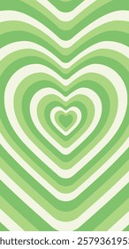 Vector background for phone 9:16 with optical illusion green heart