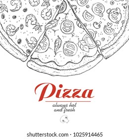 Vector background with pieces of pizza. Vector illustration for your design