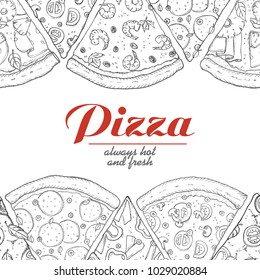 Vector background with pieces of pizza. Vector illustration for your design