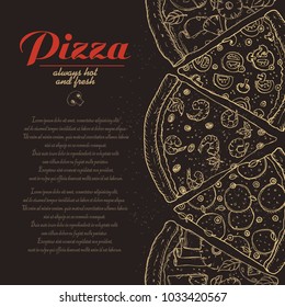 Vector background with pieces of pizza. Vector illustration for your design