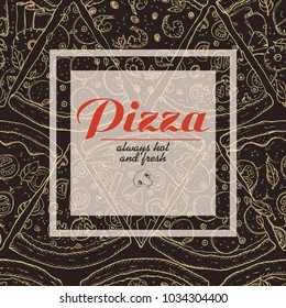 Vector background with pieces of pizza. Vector illustration for your design