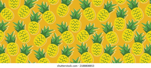Vector Background Pineapple Fruits. Can Be Used For All Needs Of 2D Background