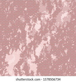 Vector background pink bricks with white paint, wallpaper, pattern.