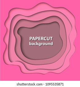 Vector background with pink color paper cut shapes. 3D abstract paper art style, design layout for business presentations, flyers, posters, prints, decoration, cards, brochure cover.