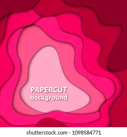 Vector background with pink color paper cut shapes. 3D abstract paper art style, design layout for business presentations, flyers, posters, prints, decoration, cards, brochure cover.