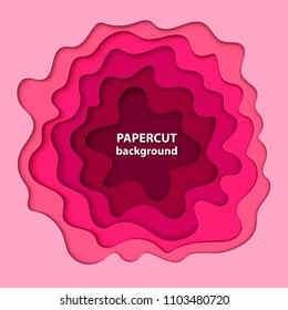 Vector background with pink color paper cut shapes. 3D abstract paper art style, design layout for business presentations, flyers, posters, prints, decoration, cards, brochure cover.