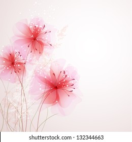 Vector background with pink delicate flowers
