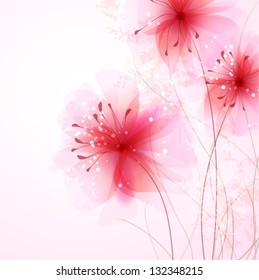 Vector background with pink delicate flowers