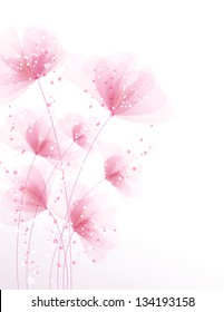 Vector background with pink delicate flowers