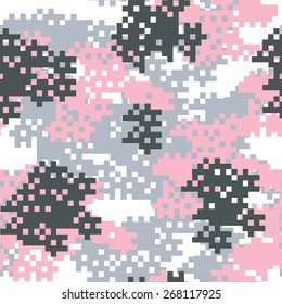 Vector background of pink digital camoflage pattern