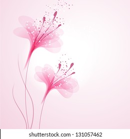 Vector background with pink flowers