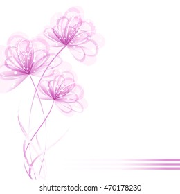 Vector background with pink flowers. EPS 10. Contains transparent objects.