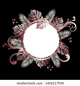vector background of pink gold monstera