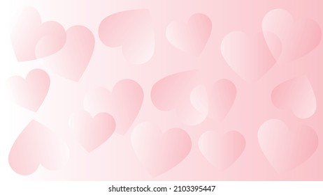 Vector background of pink gradient hearts overlapping each other on white and pink background. Valentine's day, Mother's day, hearts background. Happy, copy space.
