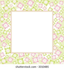 Vector background with pink and green flowers