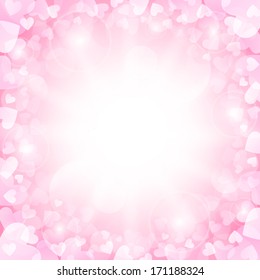 Fundo de vetor com corações cor-de-rosa para o dia dos Namorados
