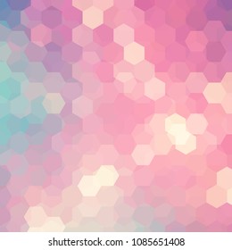Vector background with pink, orange hexagons. Can be used in cover design, book design, website background. Vector illustration