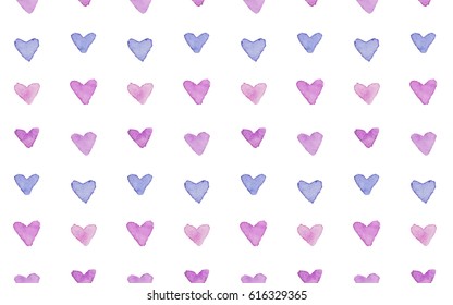 Vector background of pink, purple and hearts watercolor