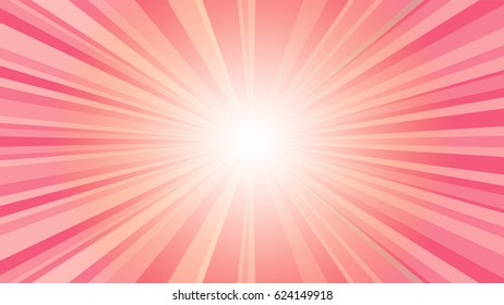 vector background with pink and yellow radial stripes with place for text in the middle